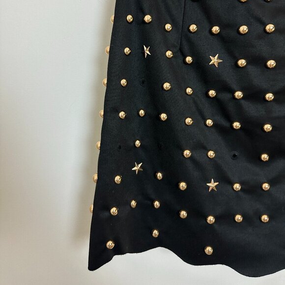 ANTHROPOLOGIE Studded Suede Mi Skirt in Black/Gold Size X-Small - Picture 8 of 10